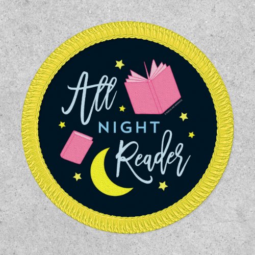 Moon Stars and Pink Books All Night Reader Patch