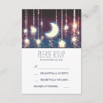 Moon Stars And String Of Lights Wedding Rsvp Cards by jinaiji at Zazzle