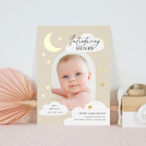 Moon Stars Arch Photo Beige Birth Announcement