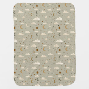 Moon & Stars Baby Blanket   Neutral Nursery 