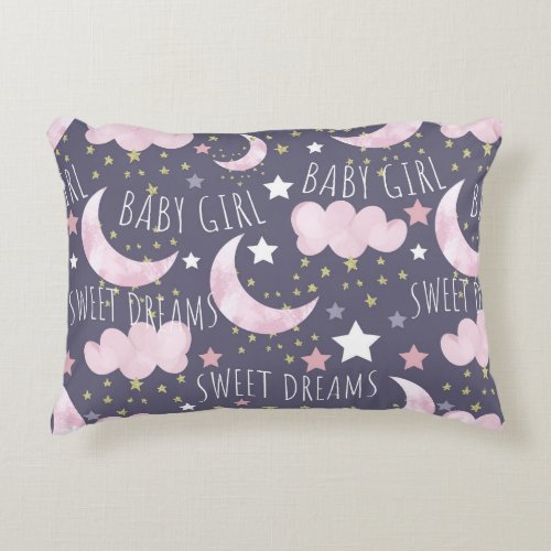 Moon Stars Baby Girl Nursery Baby  Accent Pillow