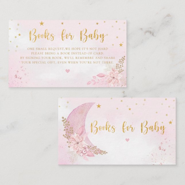 Moon Stars Baby Shower Books For Baby Request  Enclosure Card (Front/Back)