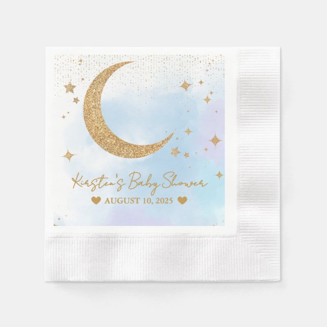 Moon & Stars Baby Shower Coined Napkins (Front)