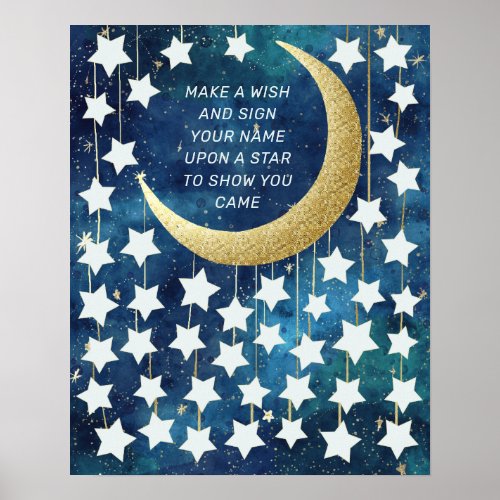 Moon  Stars Baby Shower Guest Book Alternative