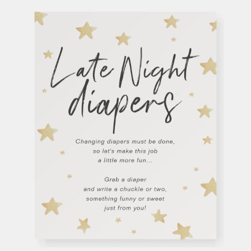 Moon Stars Baby Shower Late Night Diapers Sign