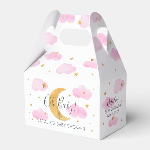 Moon  Stars Baby Shower Pink Clouds Favor Box