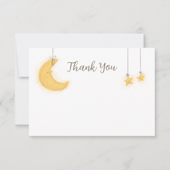 Moon Stars Baby Shower Thank You Note Card (Front)