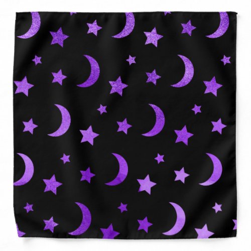 Moon  Stars Bandana Purple