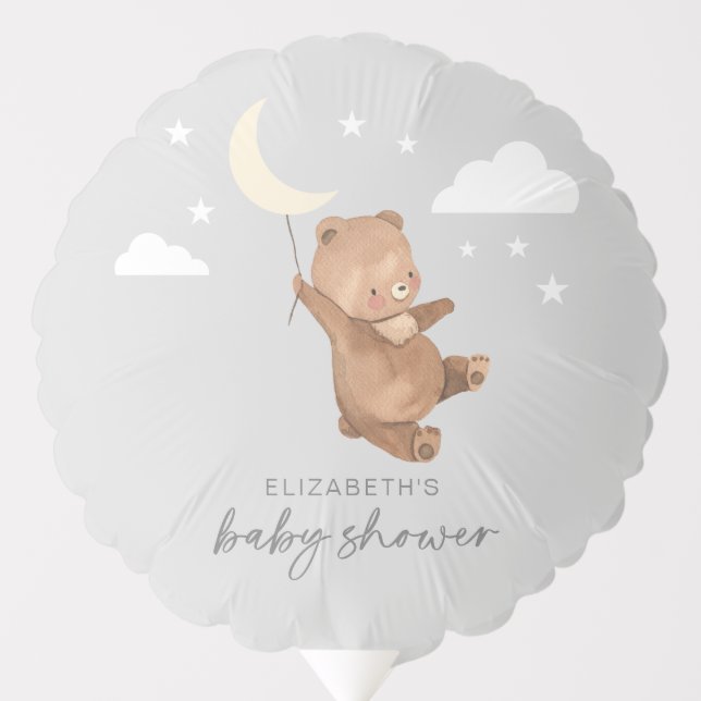 Moon Stars Bear Baby Shower Balloon (Front)
