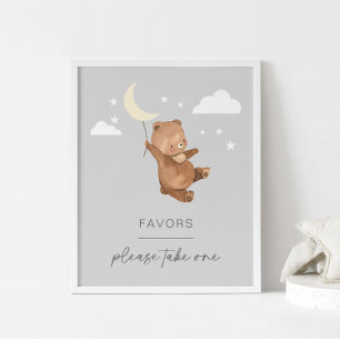 Moon Stars Bear Baby Shower Favors Sign