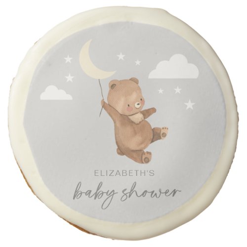 Moon Stars Bear Baby Shower Sugar Cookie