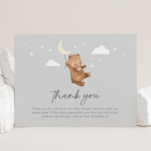 Moon Stars Bear Baby Shower Thank You Card