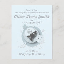 Moon & Stars Birth Announcement Postcard