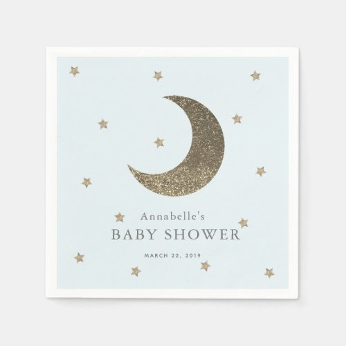 Moon  Stars Blue Baby Shower Paper Napkins