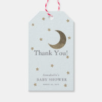 Moon & Stars Blue Baby Shower Thank You GIft Tag