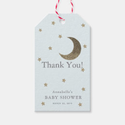 Moon &amp; Stars Blue Baby Shower Thank You GIft Tag