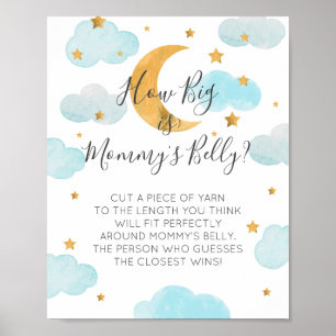 Moon & Stars blue How big is Mommy's Belly? sign