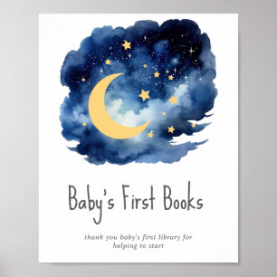 Moon & Stars Books for Baby Shower Sign