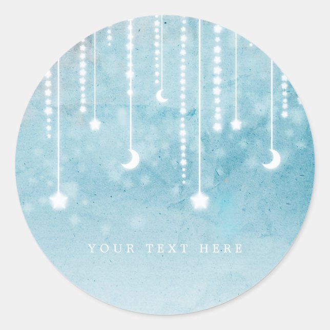 Moon & Stars Celestial Baby Shower Favor Stickers (Front)