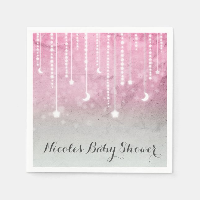 Moon & Stars Celestial Baby Shower Party Napkins (Front)