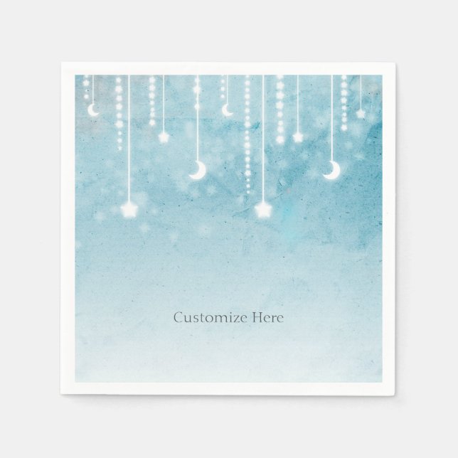 Moon & Stars Celestial Baby Shower Party Paper Napkins (Front)