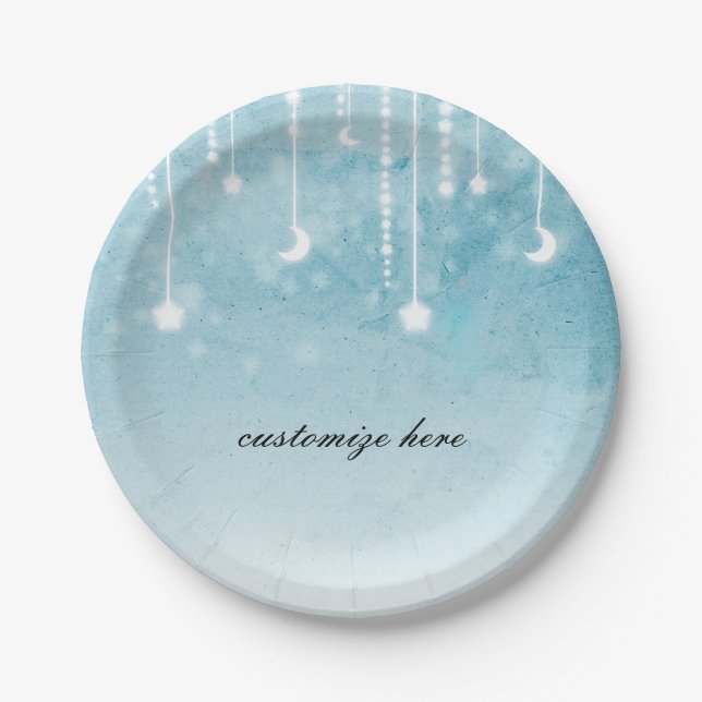 Moon & Stars Celestial Baby Shower Party Paper Plates (Front)
