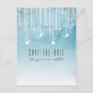 Moon & Stars Celestial Blue Modern Save the Date Announcement Postcard