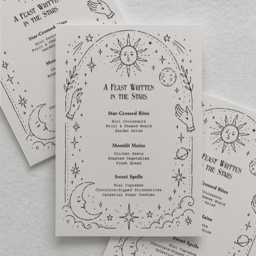 Moon Stars Celestial Bridal Shower  Menu