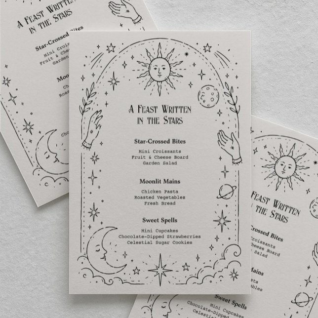 Moon Stars Celestial Bridal Shower  Menu (Creator Uploaded)