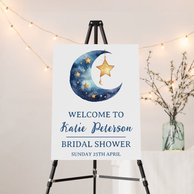 Moon & Stars Celestial Bridal Shower Welcome Sign (In Situ (Stand))