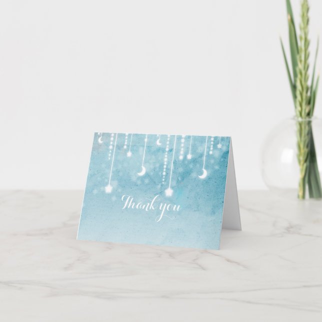 Moon & Stars Celestial Glow Shower Thank You Card (Front)