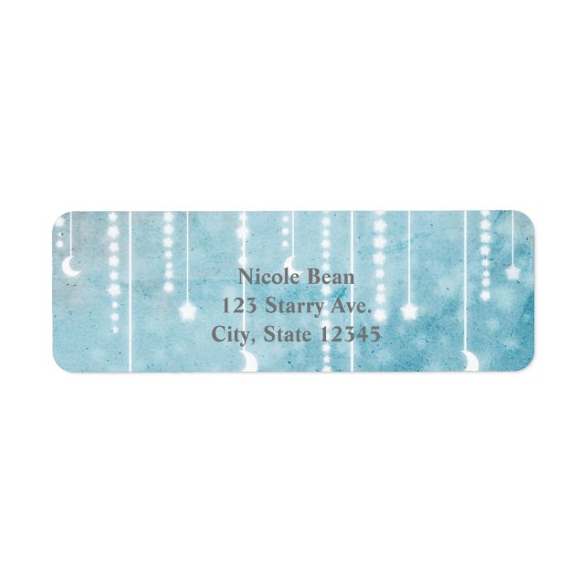 Moon & Stars Celestial Invitation Address Labels (Front)