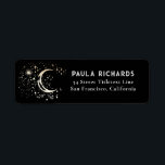 Moon Stars Celestial Mystical Black Night Sky  Label<br><div class="desc">Elegant and mystical celestial labels for black and gold decor occasions,  events or holidays</div>