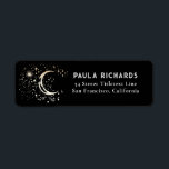 Moon Stars Celestial Mystical Black Night Sky  Label<br><div class="desc">Elegant and mystical celestial labels for black and gold decor occasions,  events or holidays</div>
