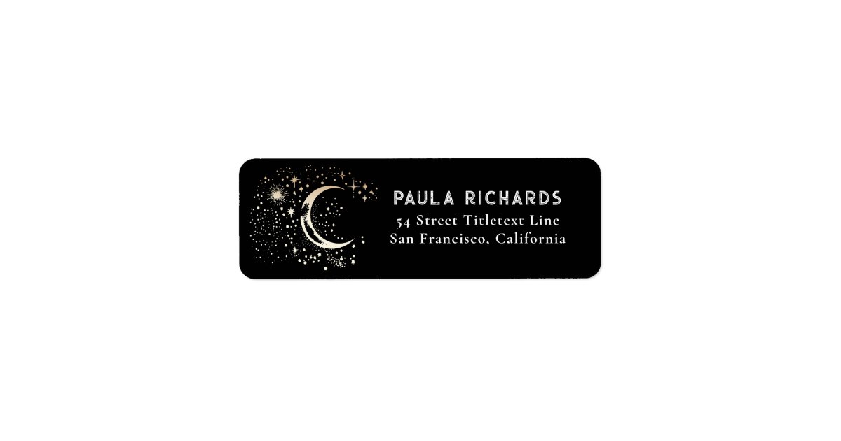 Moon Stars Celestial Mystical Black Night Sky Label | Zazzle