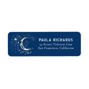 Moon Stars Celestial Mystical Blue Night Sky Label