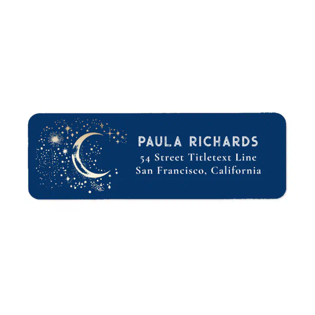 Moon Stars Celestial Mystical Blue Night Sky Label | Zazzle