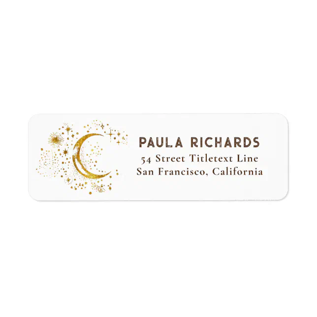 Moon Stars Celestial Mystical Night Sky White Label | Zazzle