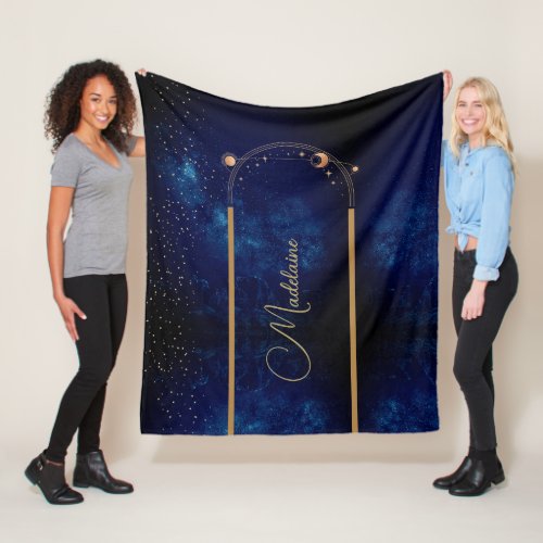 Moon Stars Celestial Sky Evening Fleece Blanket