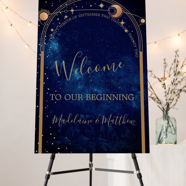 Moon Stars  Celestial Sky Evening Welcome Wedding  Foam Board (In Situ (Stand))