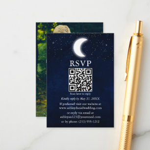 Moon Stars Celestial Wedding QR Photo RSVP Enclosure Card