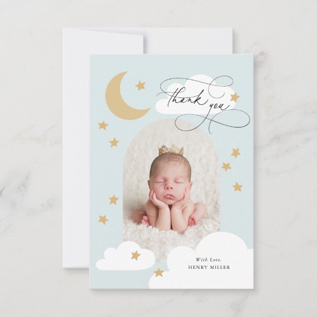 Moon Stars Clouds Arch Photo Blue Thank You (Front)