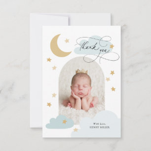 Moon Stars Clouds Arch Photo Blue Thank You Card