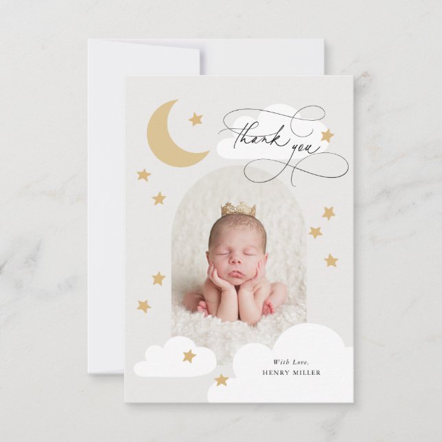 Moon Stars Clouds Arch Photo Gray Thank You (Front)