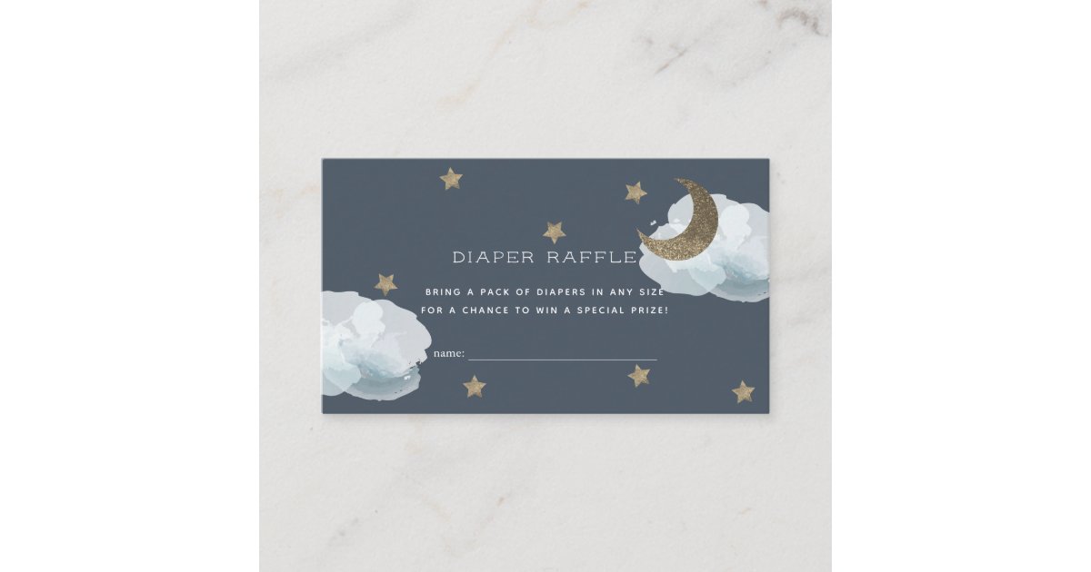 Moon Stars Clouds Baby Shower Diaper Raffle Ticket Enclosure Card | Zazzle