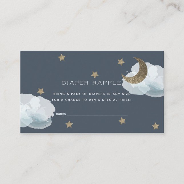 Moon Stars Clouds Baby Shower Diaper Raffle Ticket Enclosure Card (Front)