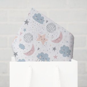Moon Stars Clouds Decoupage Paper, Celestial Tissue Paper