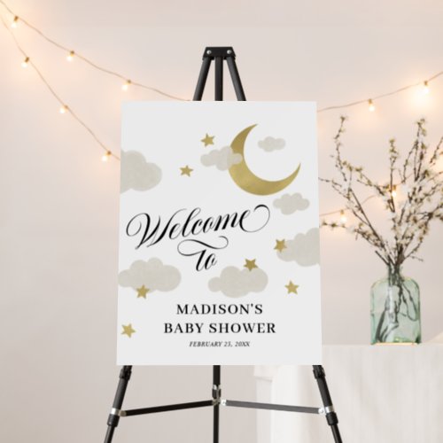 Moon Stars Clouds Fancy Script Shower Welcome Sign