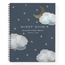 Moon, Stars & Clouds Navy Baby Shower Guest Book Moon, Stars & Clouds Navy Baby Shower Guest Book