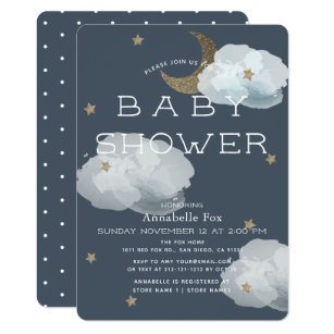 Moon And Stars Baby Shower Invitations Zazzle